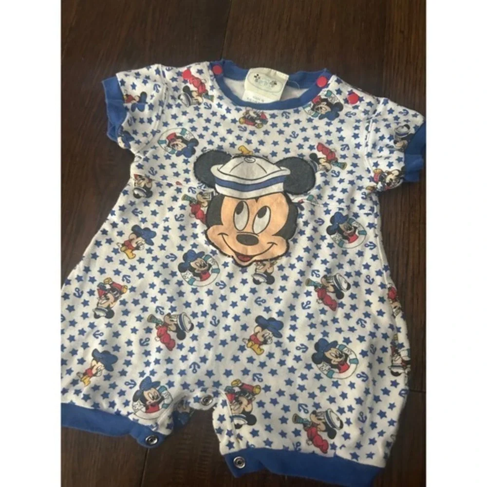 Vintage Disney baby romper 12M nautical cruise sailor front pocket
